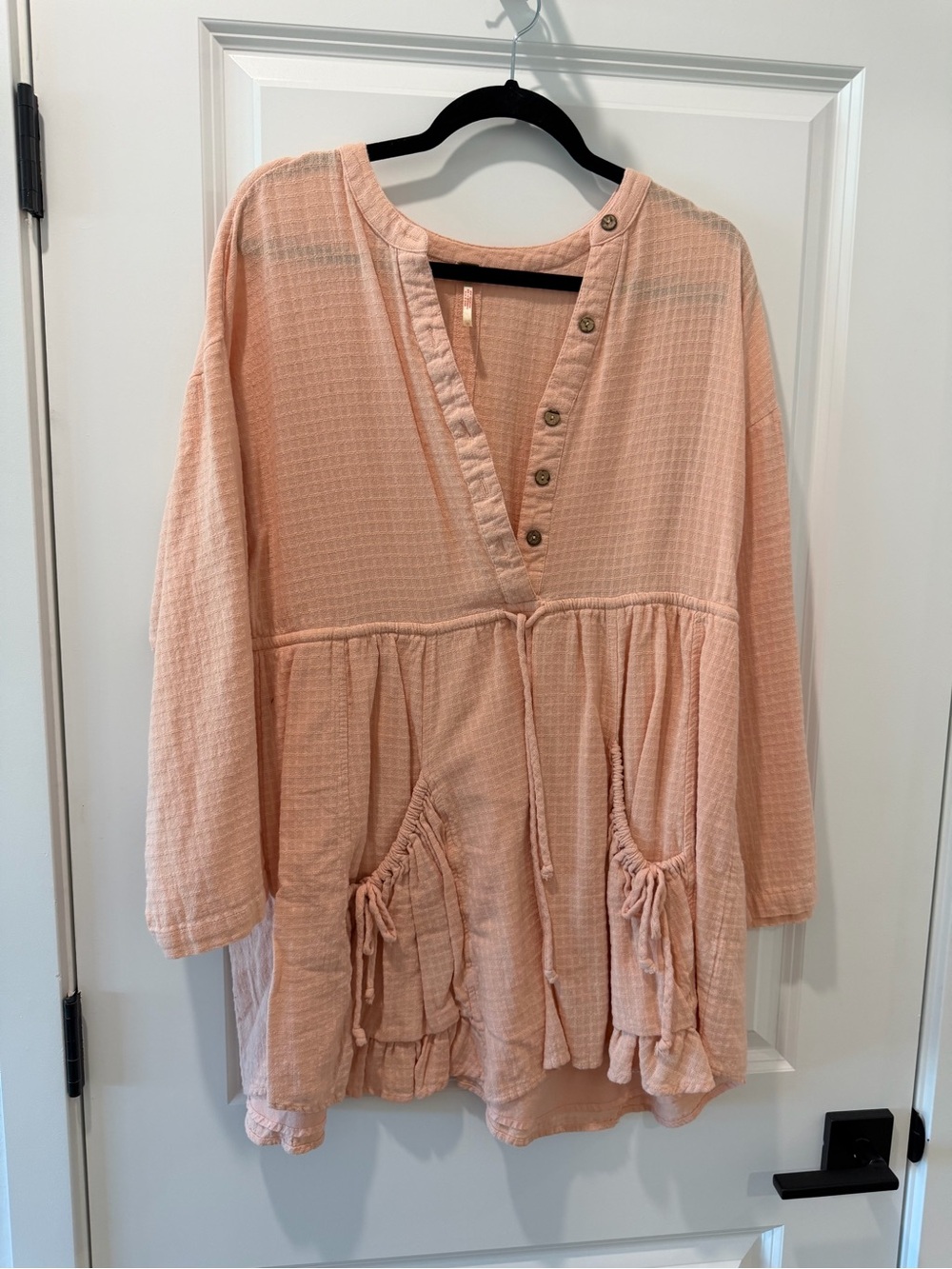Free people Light Peach Gauze Button mini dress